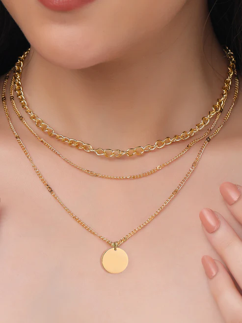 Multi-Layered Gold Plated Choker Necklace - Image 3
